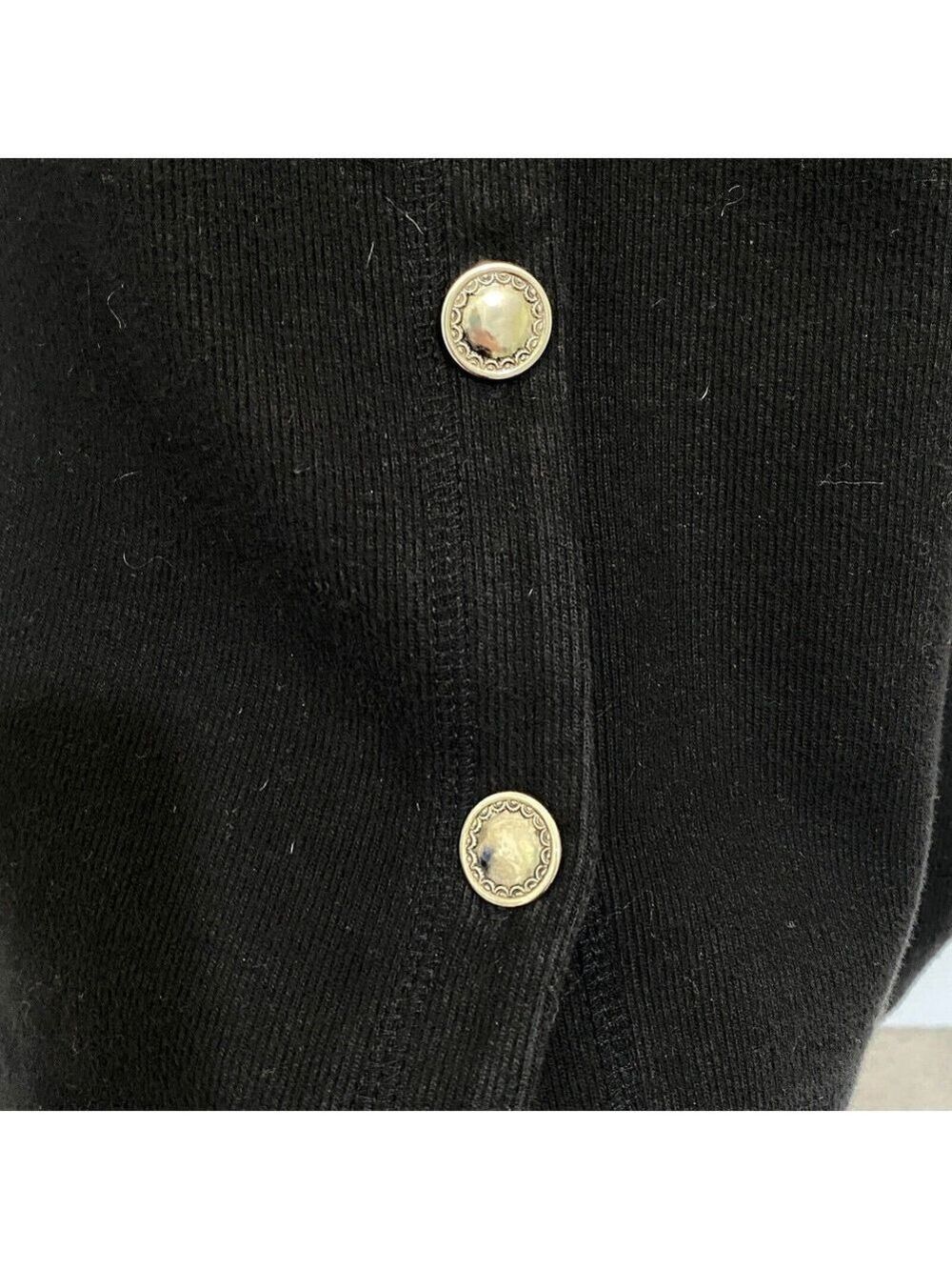Vintage Y2K Ojai Black Jacket Sz M Thick Soft Knit Silver Buttons Made In Peru - Picture 4 of 9